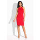 Lemoniade L185 Damen knielanges Abendkleid ohne Ärmel, L (40), Rot