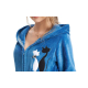 LEVERIE FR-215 Damen Homewear Kuscheljacke, L (40), blau mit Katzenmotiv