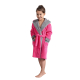 TESPOL Delfino Kinder flauschiger Kinderbademantel mit Kapuze, 146-152, Pink/Grau