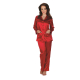 FOREX Lingerie 934 Damen  - eleganter Satin-Pyjama Schlafanzug , XXL, Rot