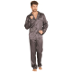 FOREX Lingerie 939 Herren - hochwertiger Satin-Pyjama Schlafanzug , XXL, Grau