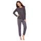 Moonline nightwear Sabella Damen Pyjama aus Baumwolle , L (44/46), Anthrazit