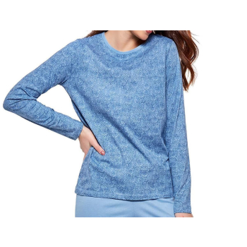 Moonline nightwear Sabella Damen Pyjama aus Baumwolle , XL (48/50), Blau