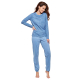 Moonline nightwear Sabella Damen Pyjama aus Baumwolle , XL (48/50), Blau