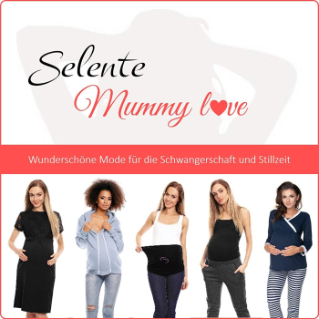 Selente Mummy Love 1624c Damen Umstandskleid mit langen Ärmeln, L/XL, Schwarz