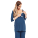 Selente Mummy Love 0136 Damen Umstands-/ Stillschlafanzug, L/XL, Blau