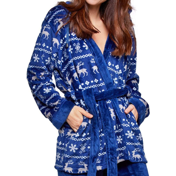 Selente Fary Damen kuscheliger 2-teiliger Fleece-Anzug mit Kapuze, L, Blau