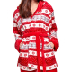 Selente Fary Damen kuscheliger 2-teiliger Fleece-Anzug mit Kapuze, S, Rot