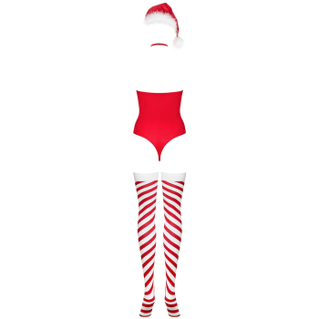 Obsessive Damen Weihnachts-Body Kissmas mit M&uuml;tze und Satin-Augenbinde