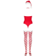 Obsessive Damen Weihnachts-Body Kissmas mit Mütze und Satin-Augenbinde