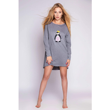 S& SENSIS  Pinguino  Baumwoll-Nachthemd/Sleepshirt  (made in EU), L/XL (40/42), Dunkelgrau