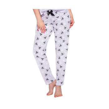S& SENSIS Damen Baumwoll-Pyjama/ Hausanzug Ellie (made in EU), L (40), Flieder mit Pinguinen