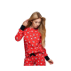 S& SENSIS Damen Baumwoll-Pyjama/ Hausanzug Saetta (made in EU), S (36), Rot mit Rentier