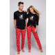 S& SENSIS Damen Baumwoll-Pyjama/ Hausanzug Saetta (made in EU), S (36), Rot mit Rentier