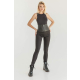 GEPUR 36268 Damen Leggings/Stretch Hose mit trendigen Leder-Gürtel, Schwarz Leder-Gürtel, Größe XL