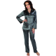 FOREX Lingerie 934 Damen Satin-Pyjama, mit Knopfleiste und Jackentaschen