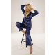FOREX Lingerie eleganter Satin-Pyjama Schlafanzug Hausanzug im klassischen Still