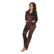 FOREX Lingerie 934 Damen  - eleganter Satin-Pyjama Schlafanzug , M, Pflaume