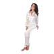 FOREX Lingerie 934 Damen  - eleganter Satin-Pyjama Schlafanzug , L, Perlmutt