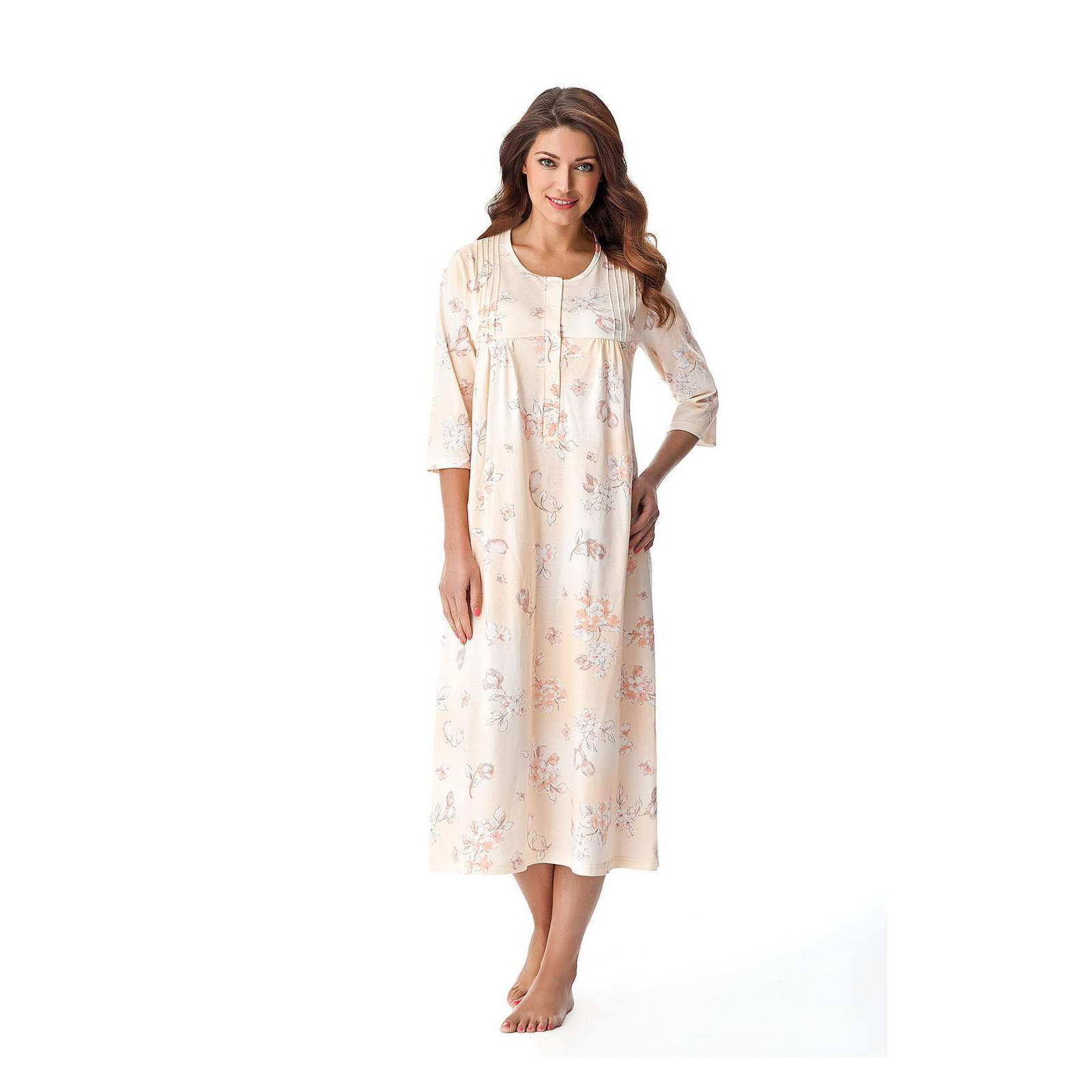 DOROTA elegantes langes Damen-Nachthemd Stillnachthemd mit Alloverdru