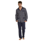 FOREX Lingerie 538 Herren - edler Schlafanzug Hausanzug aus 100% Baumwolle, M, Marine gemustert