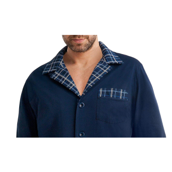 FOREX Lingerie 538 Herren - edler Schlafanzug Hausanzug aus 100% Baumwolle, 3XL, Marine