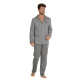 FOREX Lingerie 538 Herren - edler Schlafanzug Hausanzug aus 100% Baumwolle, 4XL, Grau