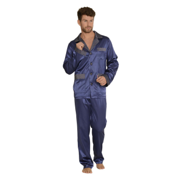 FOREX Lingerie 939 Herren - hochwertiger Satin-Pyjama Schlafanzug , M, Marine