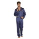 FOREX Lingerie 939 Herren - hochwertiger Satin-Pyjama Schlafanzug , L, Marine