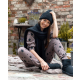 S& SENSIS Woman Star Damen Schlafanzug Langarm, XL (42), Braun mit Sternen