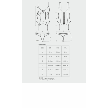 Obsessive Damen Corsage Musca mit Strapshaltern - Dessous-Set, L/XL, Schwarz/burgunderrot